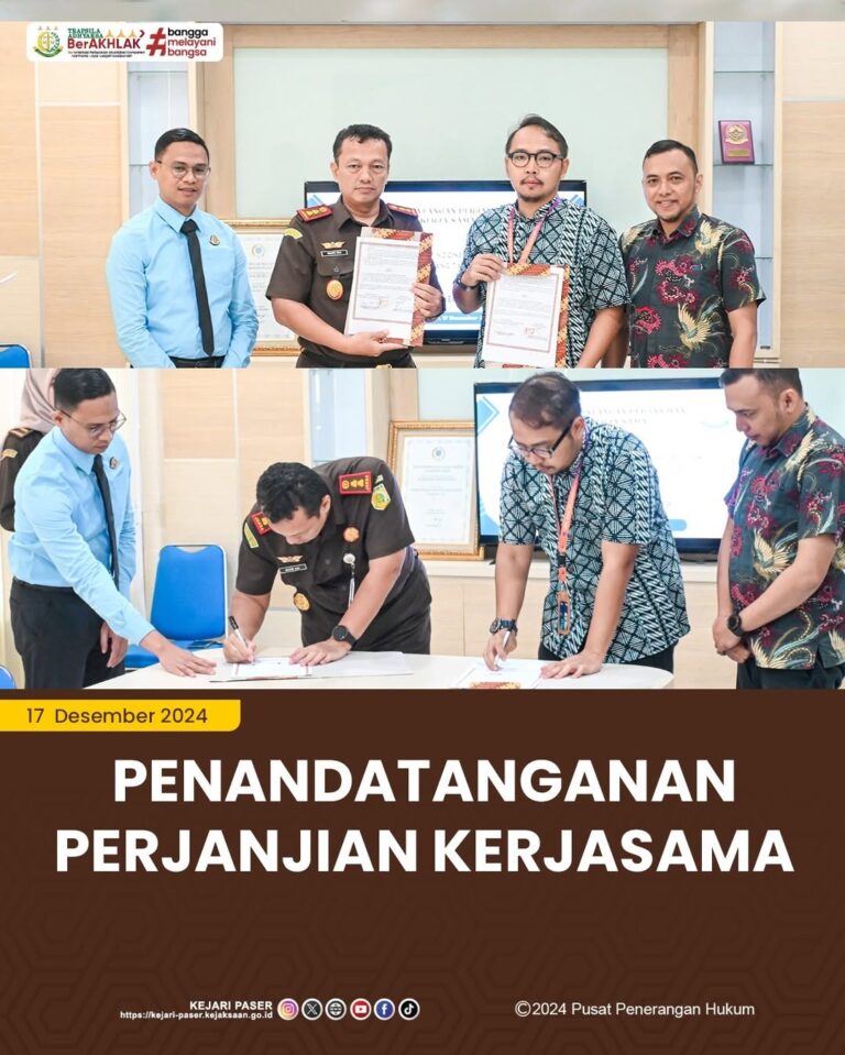 kegiatan Penandatanganan Perjanjian Kerja sama antara PT. Bank Rakyat Indonesia (PERSERO) TBK (KANTOR CABANG TANAH GROGOT) Dengan Kejaksaan Negeri Paser