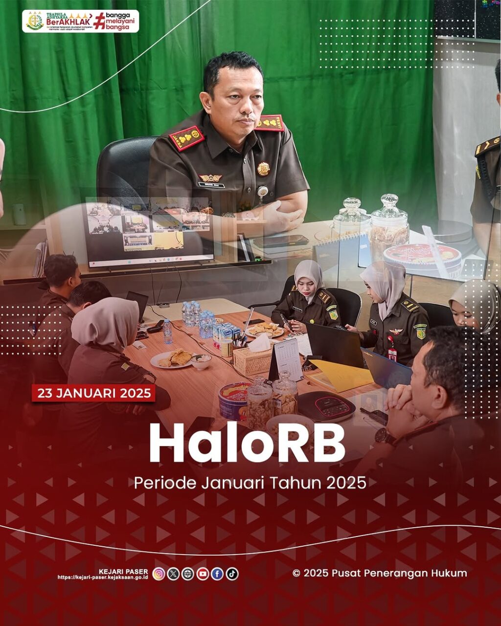 kegiatan Virtual melalui Zoom Meeting mengenai kegiatan HaloRB periode Januari 2025 Bersama dengan pegawai Kejaksaan Paser