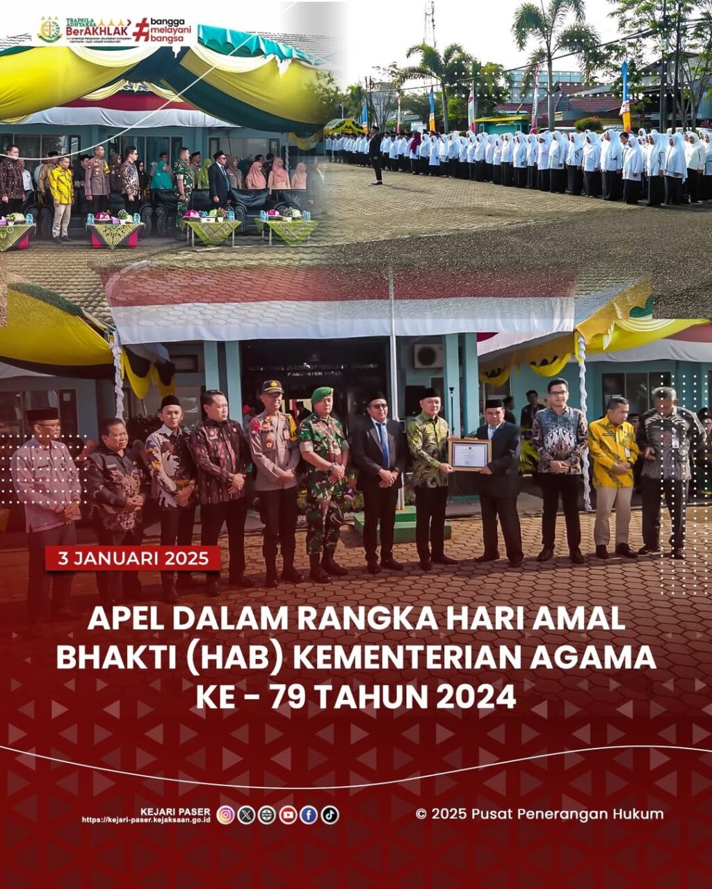 Kegiata Apel dalam rangka Hari Amal Bhakti (HAB) Kementerian Agama Ke-79 Tahun 2024.
