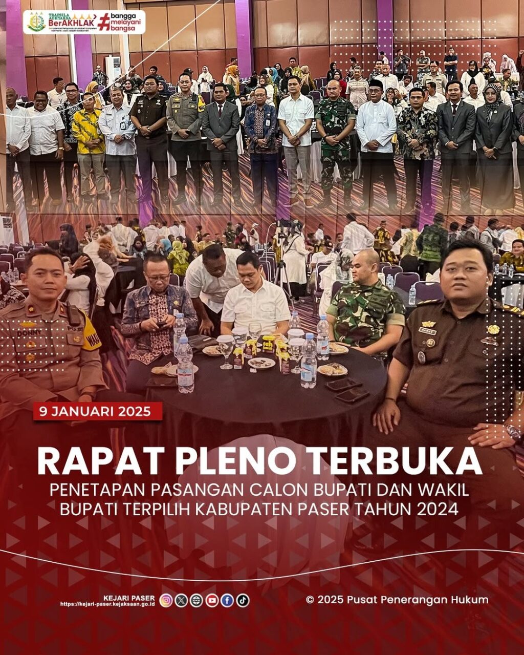 Rapat Pleno Terbuka Penetapan Pasangan Calon Bupati dan Wakil Bupati Terpilih Kabupaten Paser Tahun 2024.