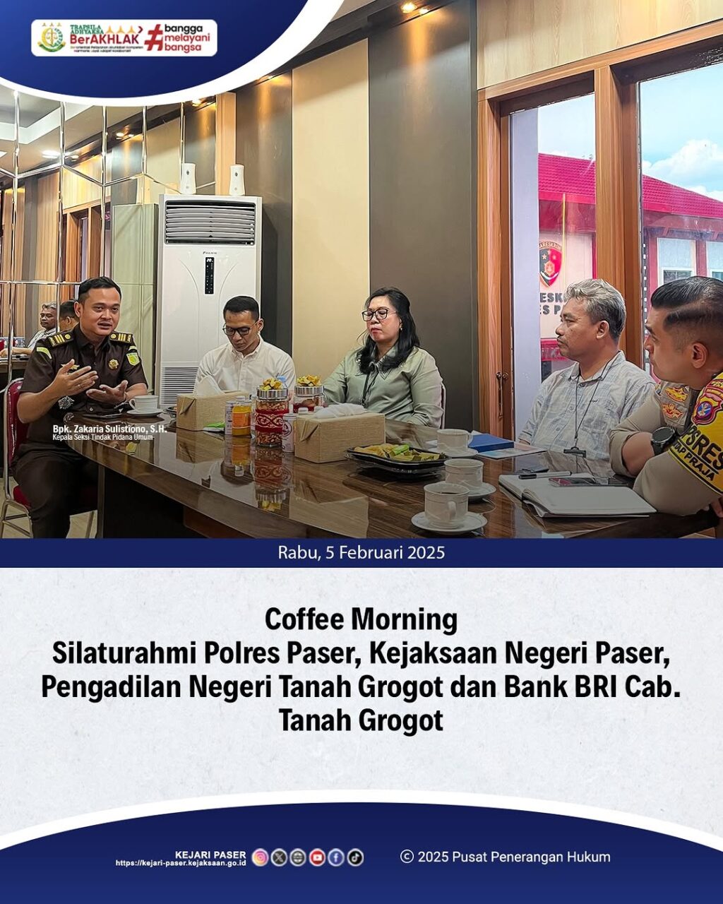 kegiatan coffee morning silaturahmi Polres Paser dengan Kejaksaan Negeri Paser , Pengadilan Negeri Tanah Grogot dan Bank Bri cabang tanah grogot.