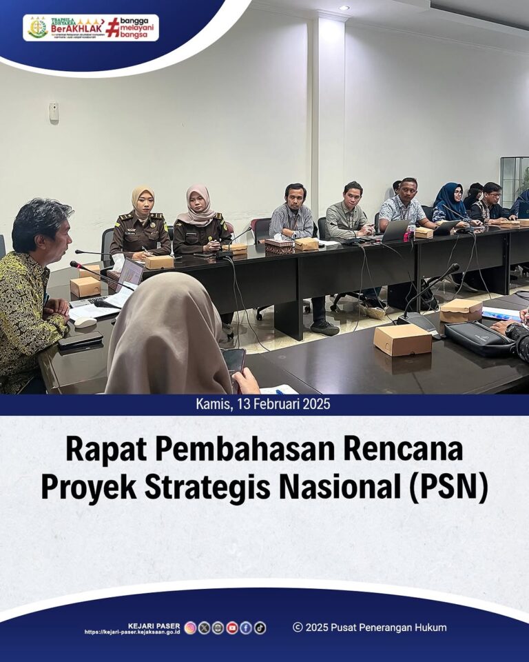 Rapat Pembahasan Rencana Proyek Strategis Nasional (PSN) Berupa Pembangunan Saluran Udara Tegangan Tinggi (SUTT) 150 kV Yang Melintasi Kabupaten Paser.