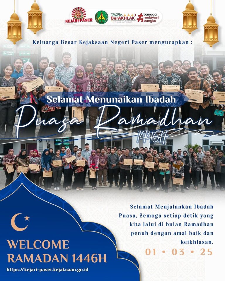 Keluarga Besar Kejaksaan Negeri Paser mengucapkan :  Selamat Menunaikan Ibadah Puasa Ramadhan 1446H