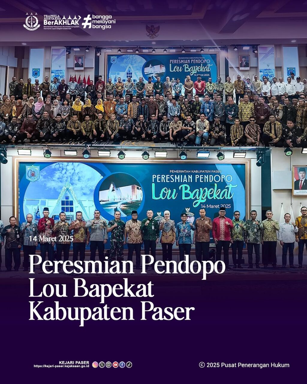 enghadiri Acara Peresmian Pendopo Lou Bapekat Kabupaten Paser yang langsung diresmikan oleh Bupati Paser dr. Fahmi Fadli.
