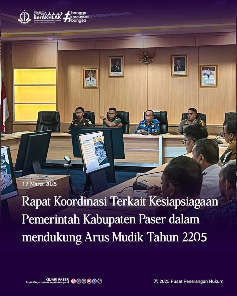 kegiatan Rapat Koordinasi terkait Kesiapsiagaan Pemerintah Kabupaten Paser dalam mendukung arus mudik Tahun 2025