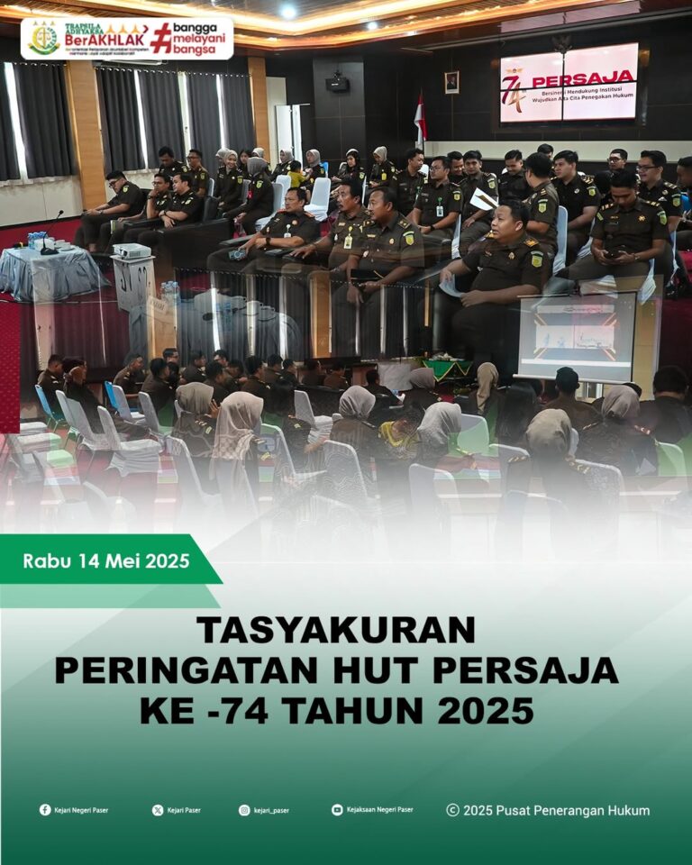 kegiatan Vicon Tasyakuran Penyelenggaraan Peringatan HUT PERSAJA Ke- 74 Tahun 2025 dengan tema “PERSAJA Bersinergi Mendukung Institusi Wujudkan Asta Cita Penegakan Hukum”.