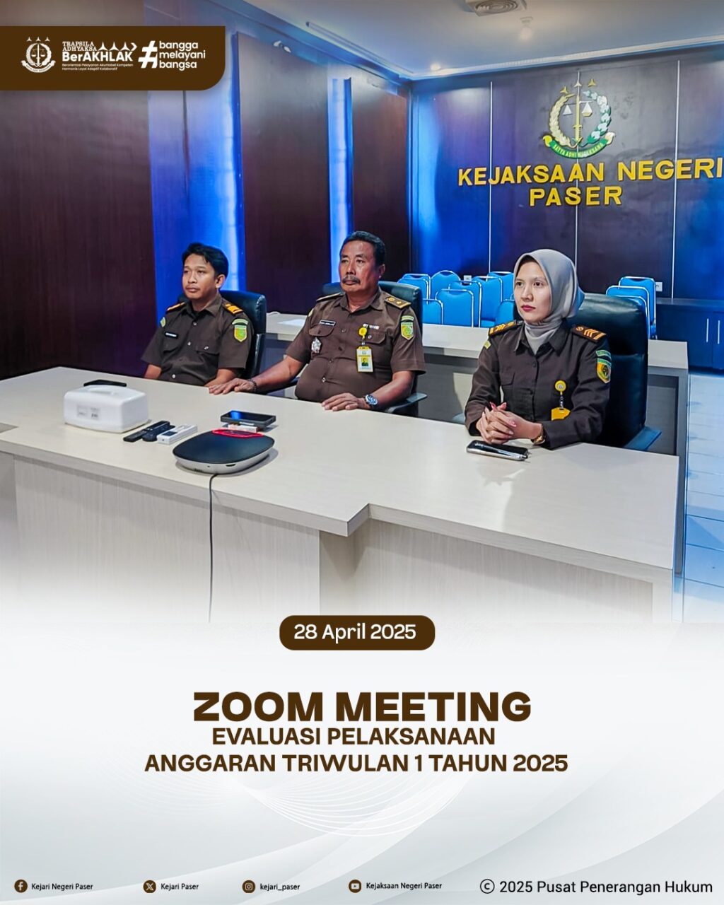 zoom meeting dengan agenda Evaluasi Pelaksanaan Anggaran Triwulan I Tahun 2025.