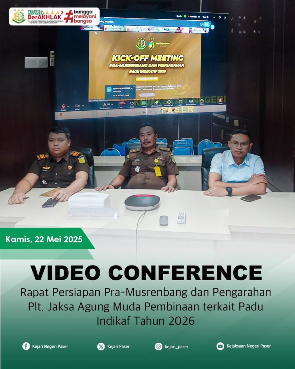 zoom meeting rapat persiapan pra musrenbang dan pengarahan Plt. Jaksa Agung Muda Pembinaan terkait Pagu Indikatif Tahun 2026.