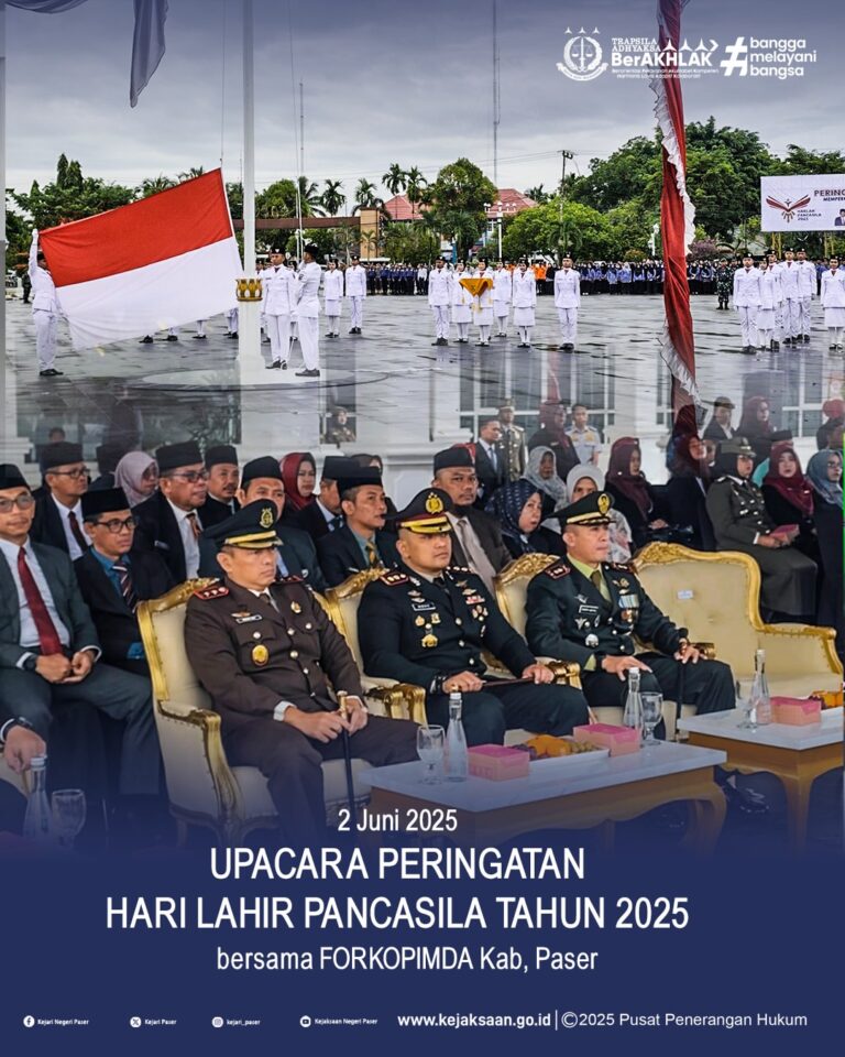 Upacara Peringatan Hari Lahir Pancasila Tahun 2025 dan dihadiri oleh Forkopimda Kabupaten Paser.