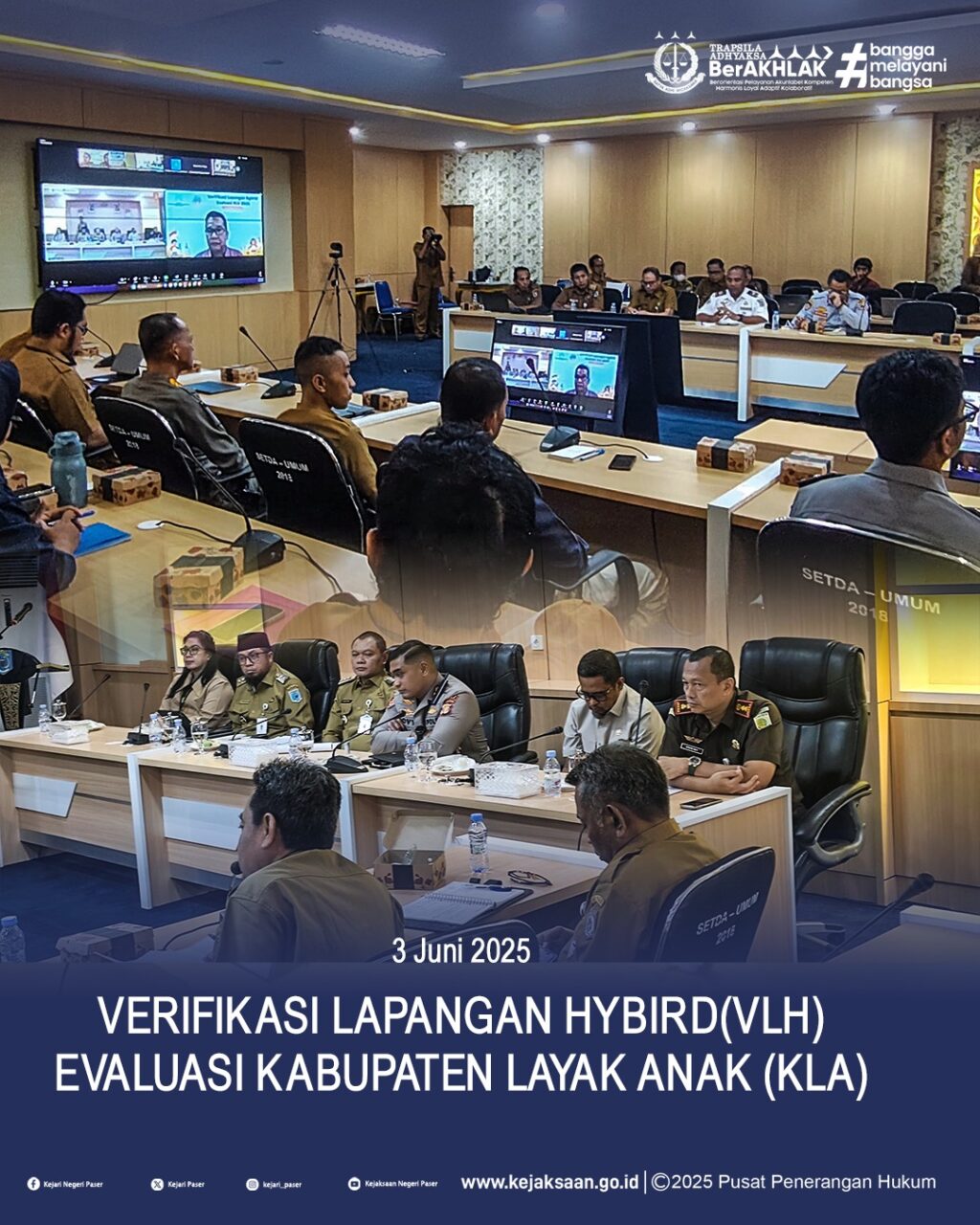 menghadiri Verifikasi Lapangan Hybrid (VLH) Evaluasi Kabupaten Layak Anak (KLA) Melalui Zoom Meeting.