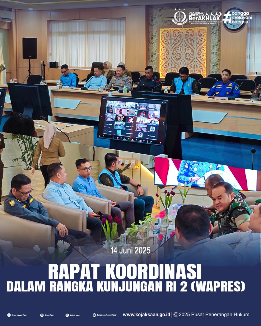 Rapat Koordinasi dalam rangka kunjungan RI 2 (Wapres) pada hari Sabtu tanggal 14 Juni 2025 di wilayah Kabupaten Paser.