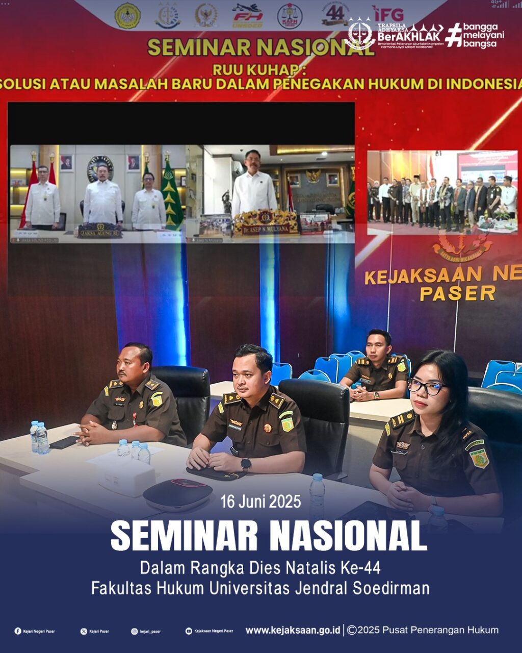 kegiatan Zoom Meeting Dies Natalis Fakultas Hukum Universitas Jenderal Soedirman ke-44 dengan tema “RUU KUHAP: Solusi atau Masalah Dalam Penegakan Hukum di Indonesia”