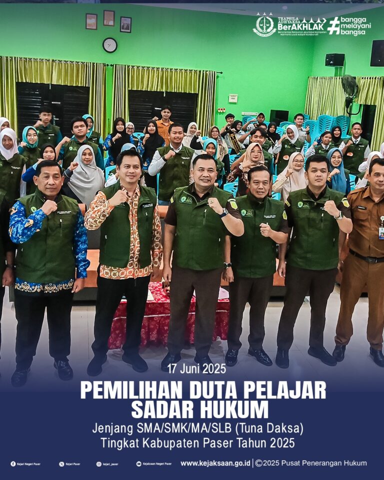 kegiatan "Pemilihan Duta Pelajar Sadar Hukum Jenjang SMA/SMK/MA/SLB Tingkat Kabupaten Paser tahun 2025"