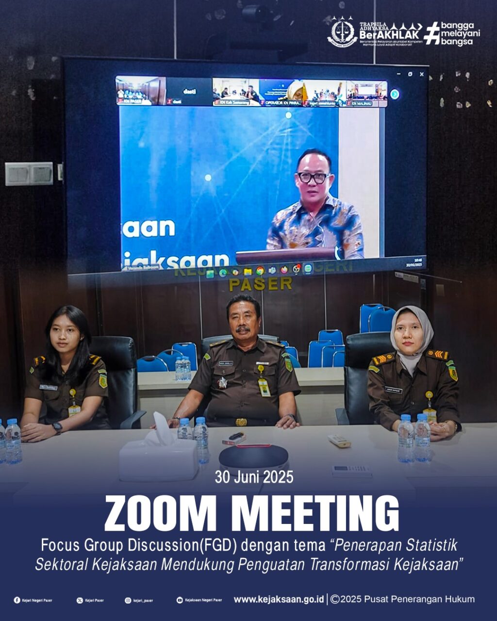 kegiatan Zoom Meeting : kegiatan Focus Group Discussion (FGD) dengan tema "Penerapan Statistik Sektoral Kejaksaan Mendukung Penguatan Transformasi Kejaksaan"
