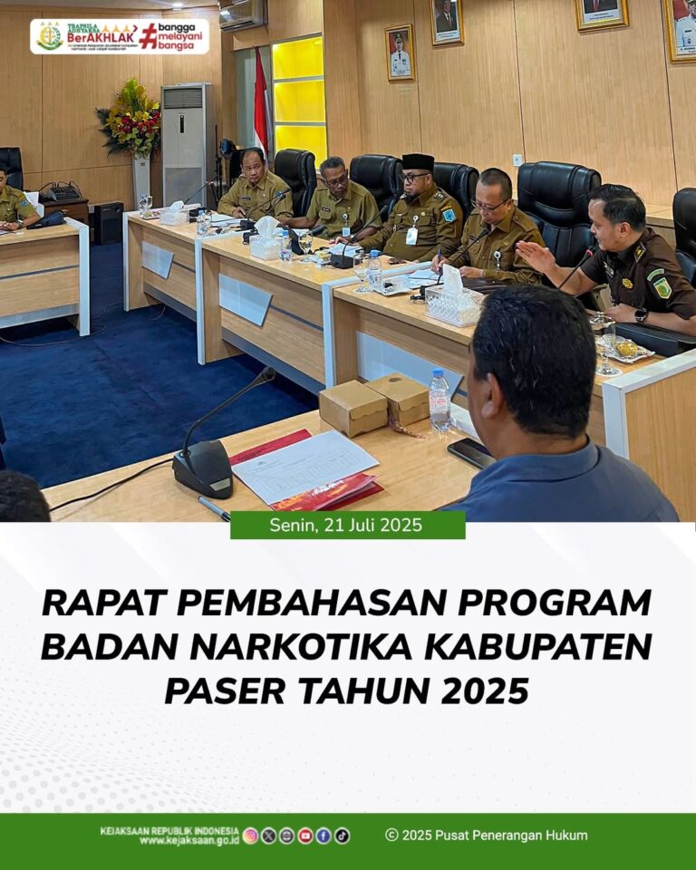 Undangan Rapat Pembahasan Program Badan Narkotika Kabupaten Paser tahun 2025 bertempat di Ruang rapat Wakil Bupati Paser