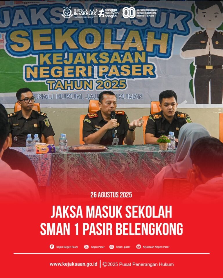 Kegiatan Jaksa Masuk Sekolah yang bertempat di SMAN 1 Pasir Belengkong .