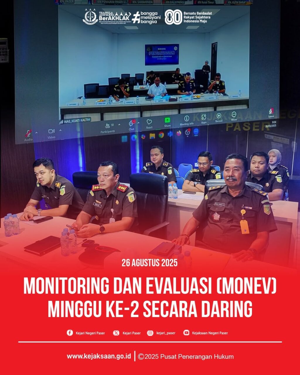 zoom meeting Pelaksanaan Monitoring dan Evaluasi (Monev) minggu ke 2