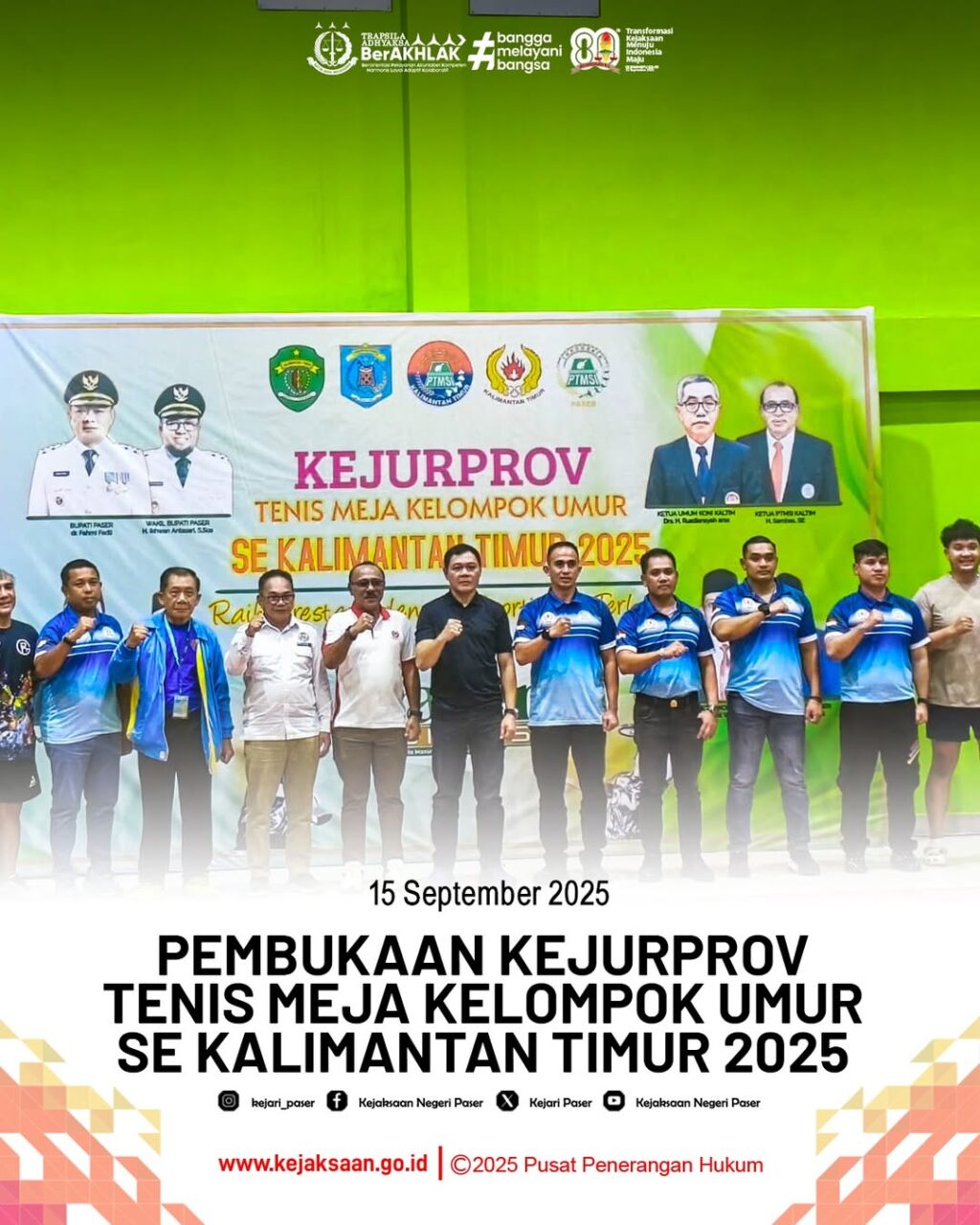 Pembukaan Kejurprov Tenis Meja Kelompok Umur se-kalimantan Timur