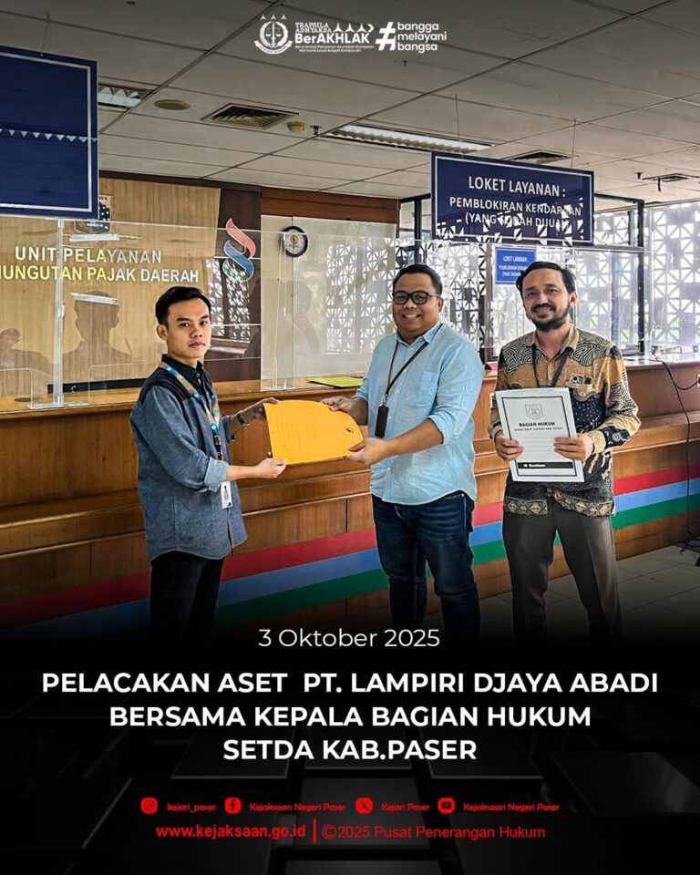 giat pelacakan aset PT. Lampiri Djaya Abadi bersama Kepala Bagian Hukum Setda Kabupaten Paser.