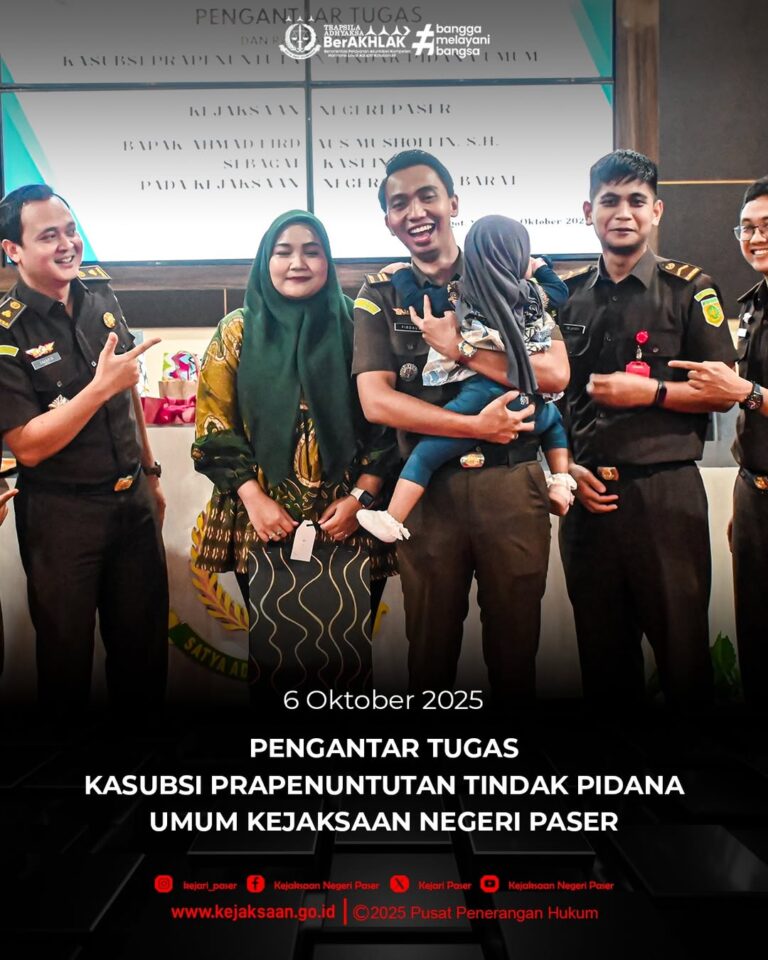 Kegiatan Pengantar Tugas dan Ramah Tamah Kasubsi Prapenuntutan Tindak Pidana Umum Kejaksaan Negeri Paser Bpk. Ahmad Firdaus Mushollin, S.H. sebagai Kasi Intel pada Kejaksaan Negeri Sumba Barat.