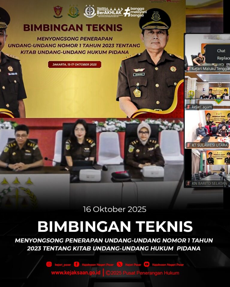 Vicon BIMBINGAN TEKNIS menyongsong Penerapan Undang-Undang Nomor 1 Tahun 2023 Tentang Kitab Undang-Undang Hukum Pidana.