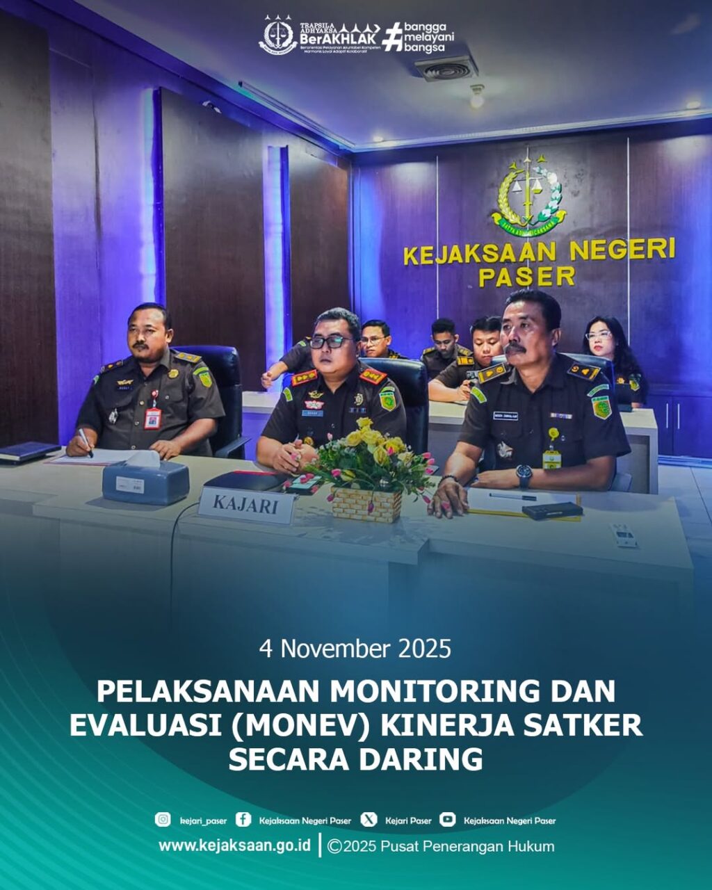 Monitoring dan Evaluasi(Monev) Kinerja Satker secara Daring Minggu Pertama.