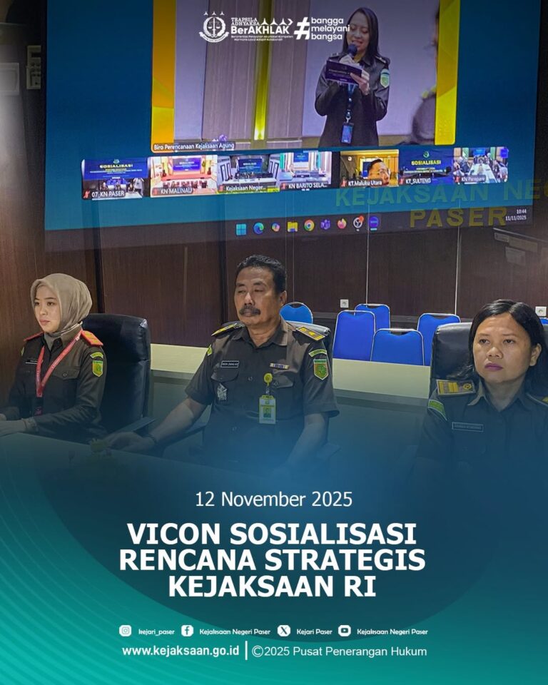 mengikuti kegiatan vicon Sosialisasi Rencana Strategis Kejaksaan RI.
