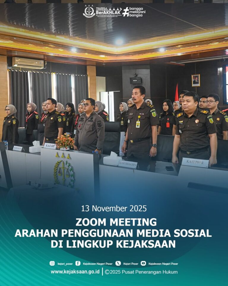 kegiatan Vicon terkait Arahan Terkait Penggunaan Media Sosial bagi Pegawai Kejaksaan.