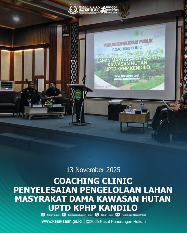 narasumber dalam kegiatan Coaching Clinic Penyelesaian Pengelolaan Lahan Masyarakat dalam Kawasan Hutan KPHP Kendilo.