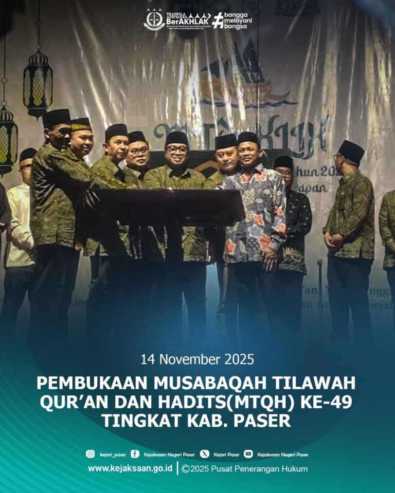 Acara Pembukaan Musabaqah Tilawatil Qur'an dan Hadits (MTQH) Ke-49 Tingkat Kabupaten Paser di Kecamatan Tanjung Harapan.