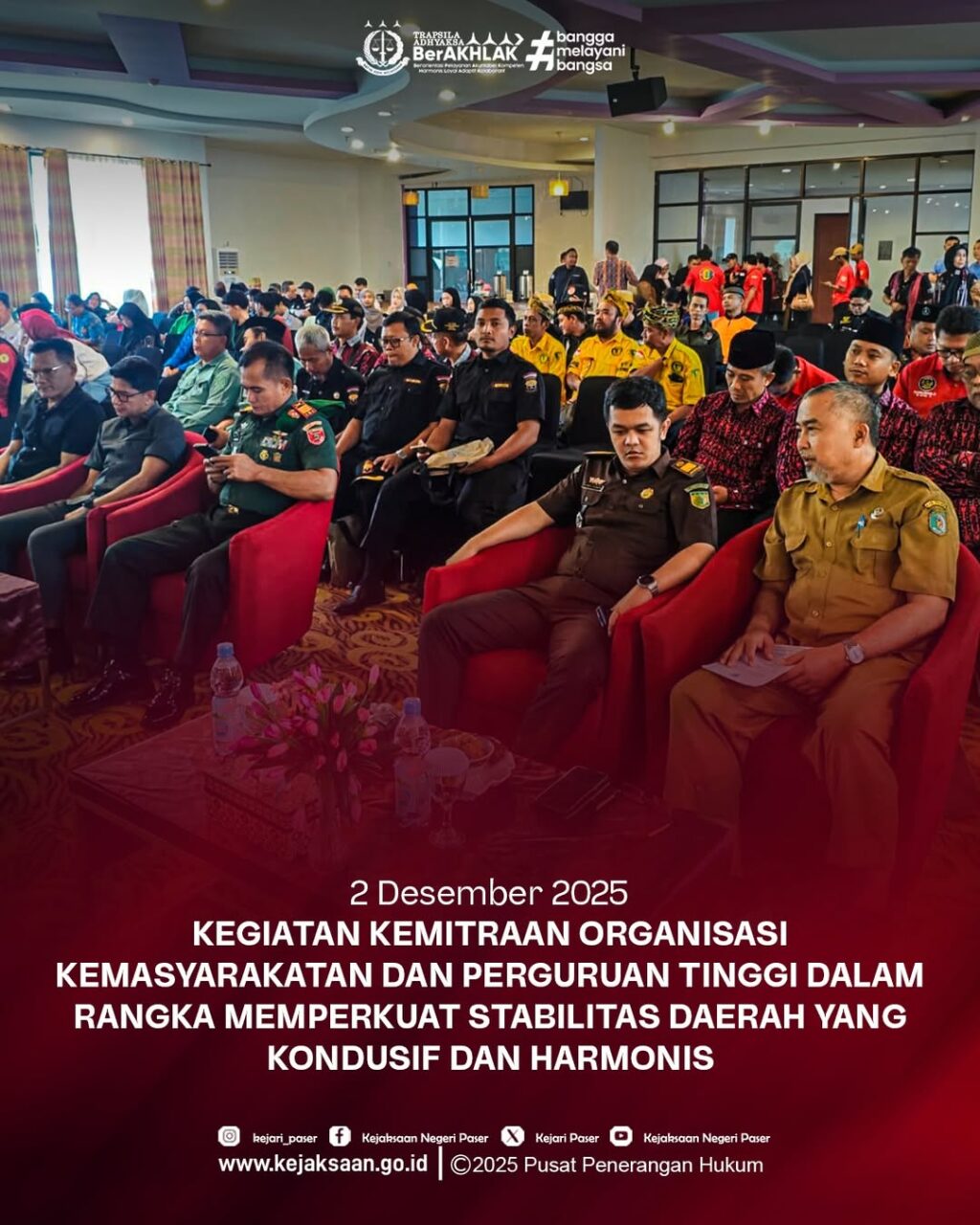 Kegiatan Kemitraan Organisasi Kemasyarakatan dan Perguruan Tinggi dalam rangka memperkuat Stabilitas Daerah yang Kondusif dan Harmonis dengan Tema "Mewujudkan stabilitas sosial, politik dan keamanan serta mengantisipasi munculnya berita-berita hoax, ujaran kebencian dan Tindakan Provokatif"