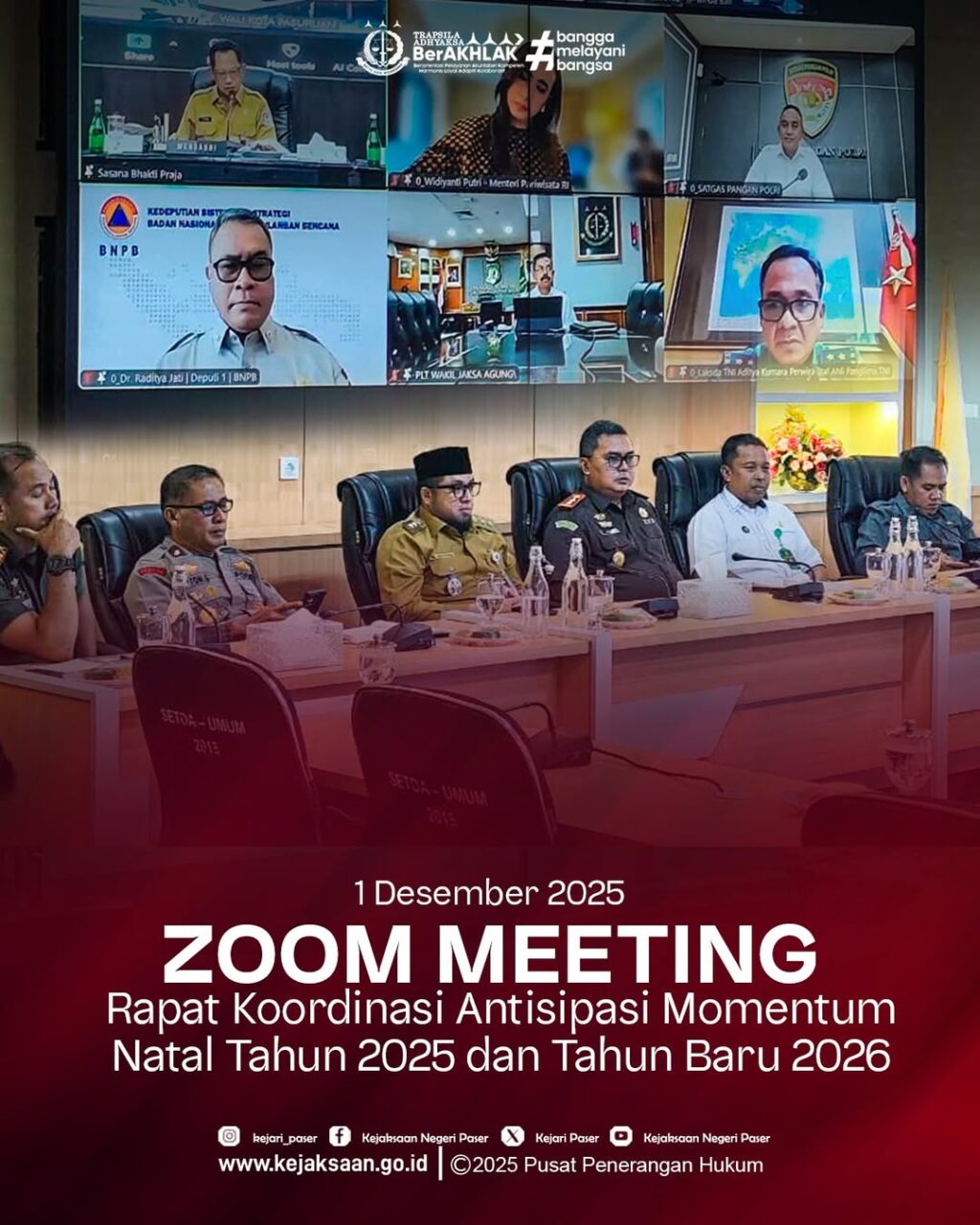 Zoom Meeting oleh Kementrian Dalam Negeri Republik Indonesia bersama dengan Kementerian / Lembaga terkait mengenai Rapat Koordinasi Antisipasi Momentum Natal Tahun 2025  dan Tahun Baru 2026.