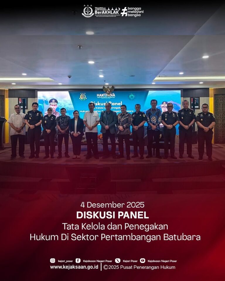 Diskusi Panel Tata Kelola dan Penegakan Hukum di Sektor Pertambangan Batu Bara Dalam Rangka Memperingati Hari Anti Korupsi Sedunia Tahun 2025 Kejaksaan Tinggi Kalimantan Timur dengan Yayasan Prakarsa Borneo.