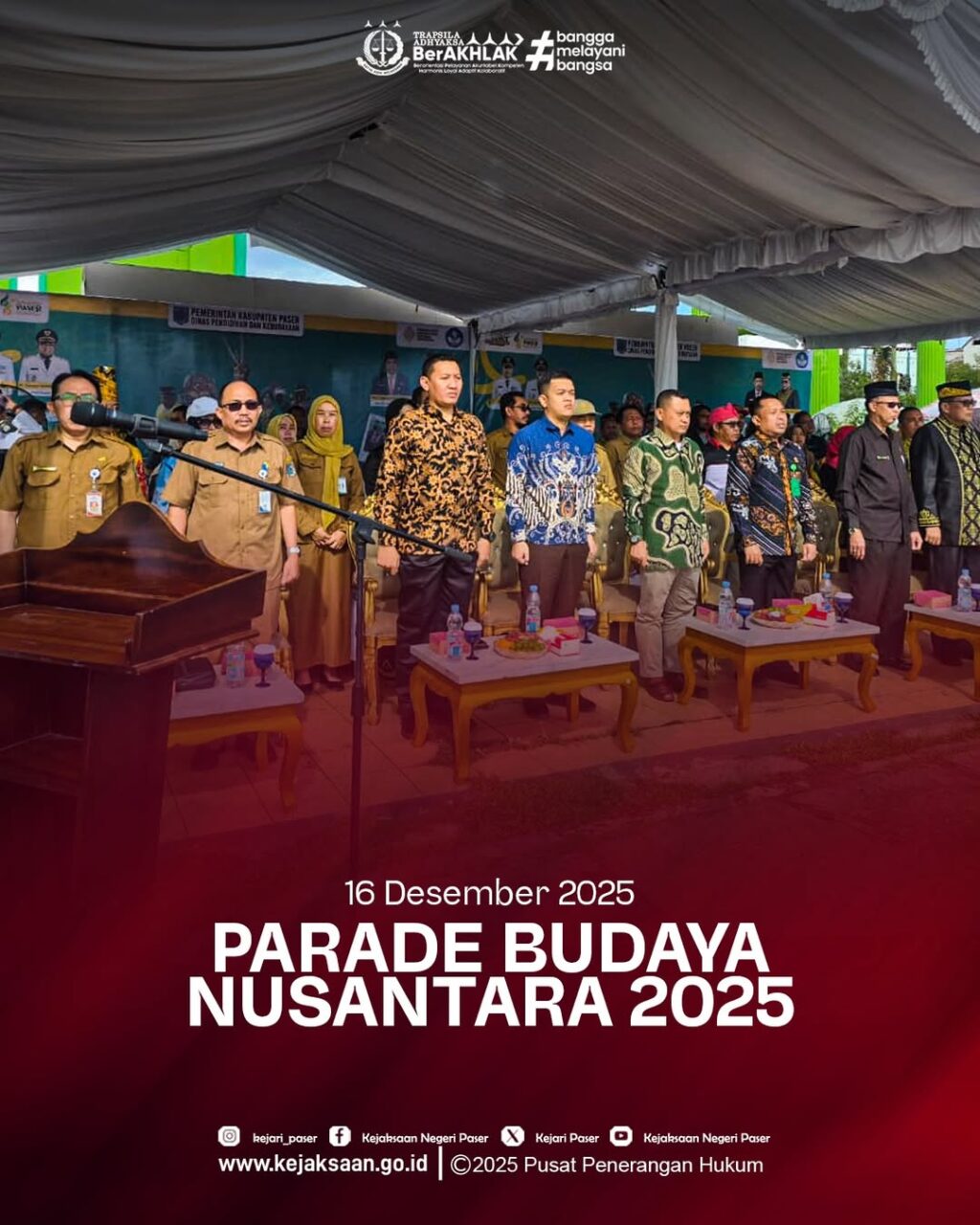 kegiatan Parade Budaya Nusantara 2025 "Bersatu dalam Keberagaman Budaya Wujudkan Paser Tuntas" dalam rangkaian Peringatan Hari Jadi Kabupaten Paser Ke-66 Tahun 2025.