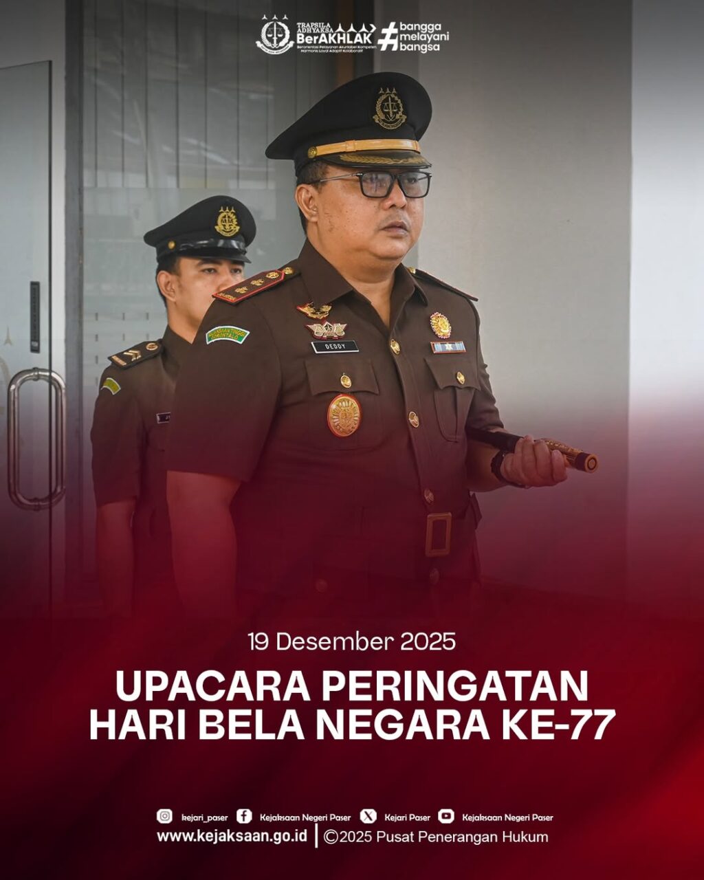 Upacara Peringatan Hari Bela Negara ke-77 dengan tema “Teguhkan Bela Negara untuk Indonesia Maju.”
