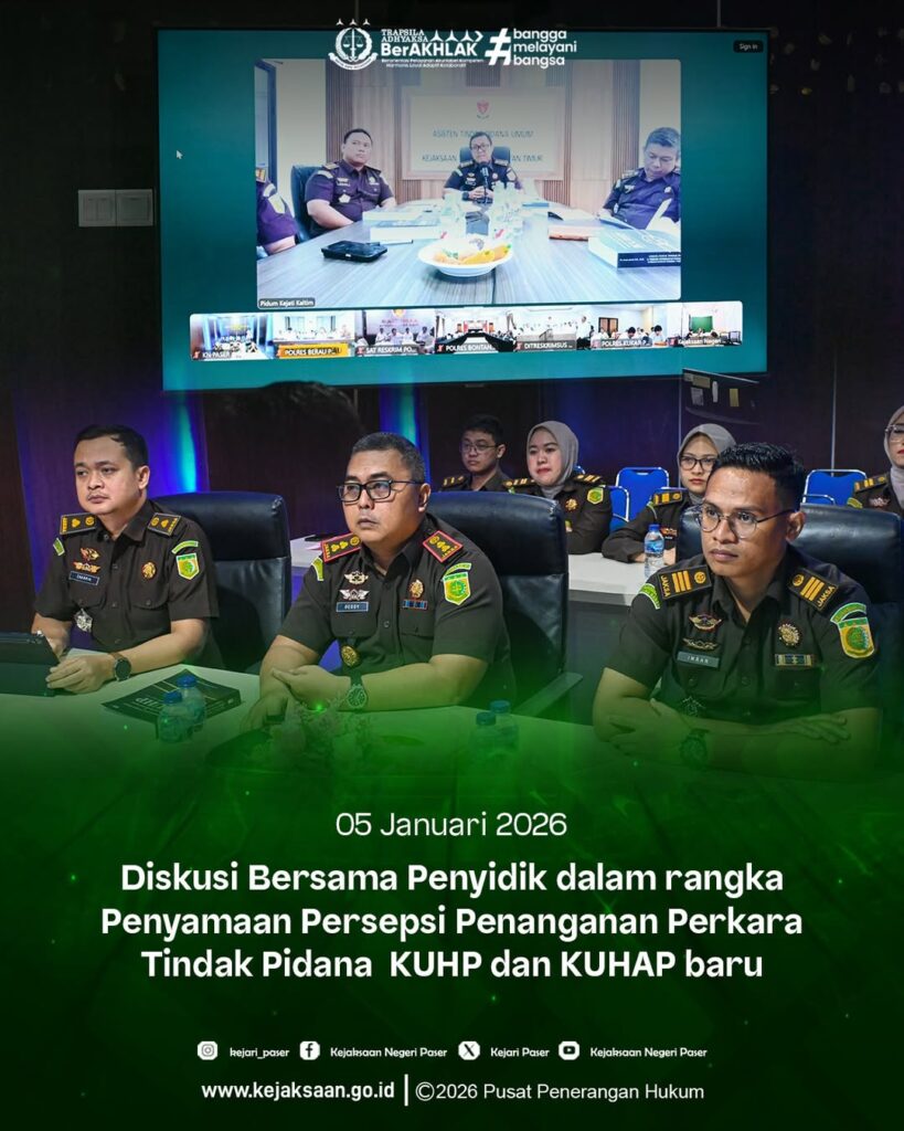 kegiatan Diskusi Bersama Penyidik secara Virtual dalam rangka penyamaan persepsi penanganan Perkara Tindak Pidana KUHP dan KUHAP terbaru.