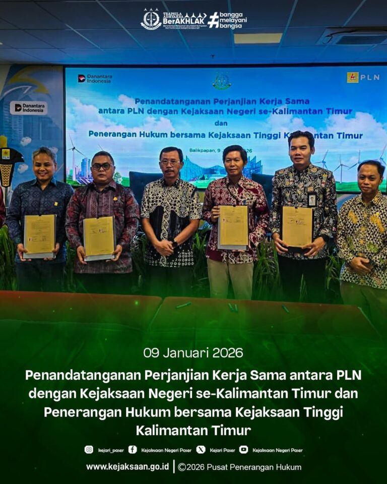 Penandatanganan Perjanjian  Kerja Sama Antara PLN UID Kaltimra  dengan Kejaksaan Negeri Se-Kalimantan Timur.