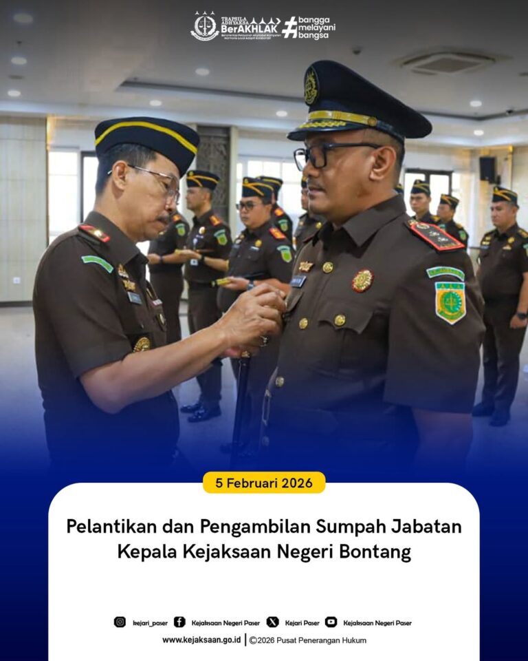 Pengambilan Sumpah dan Serah Terima Jabatan Kepala  Kejaksaan Negeri Bontang Beni Putra, S.H., M.H.