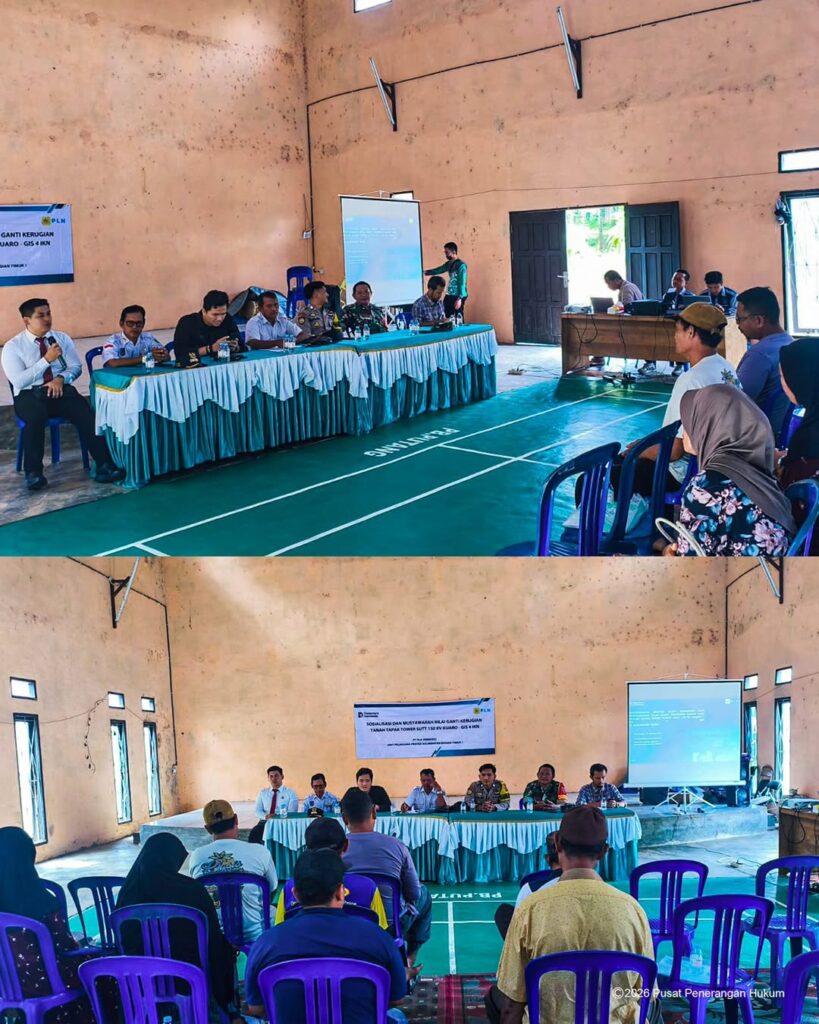 menghadiri sosialisasi dan musyawarah nilai ganti kerugian tanah tapak tower sutt 150 KV kuaro - GIS 4 IKN.