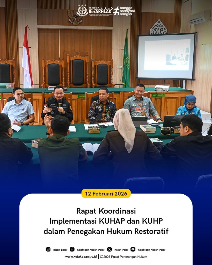Rapat Koordinasi Iplementasi KUHAP dan KUHP dalam Penegakan Hukum Restoratif.