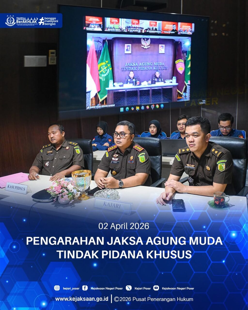 mengikutin vicon Pengarahan Jaksa Agung Muda Tindak Pidana Khusus