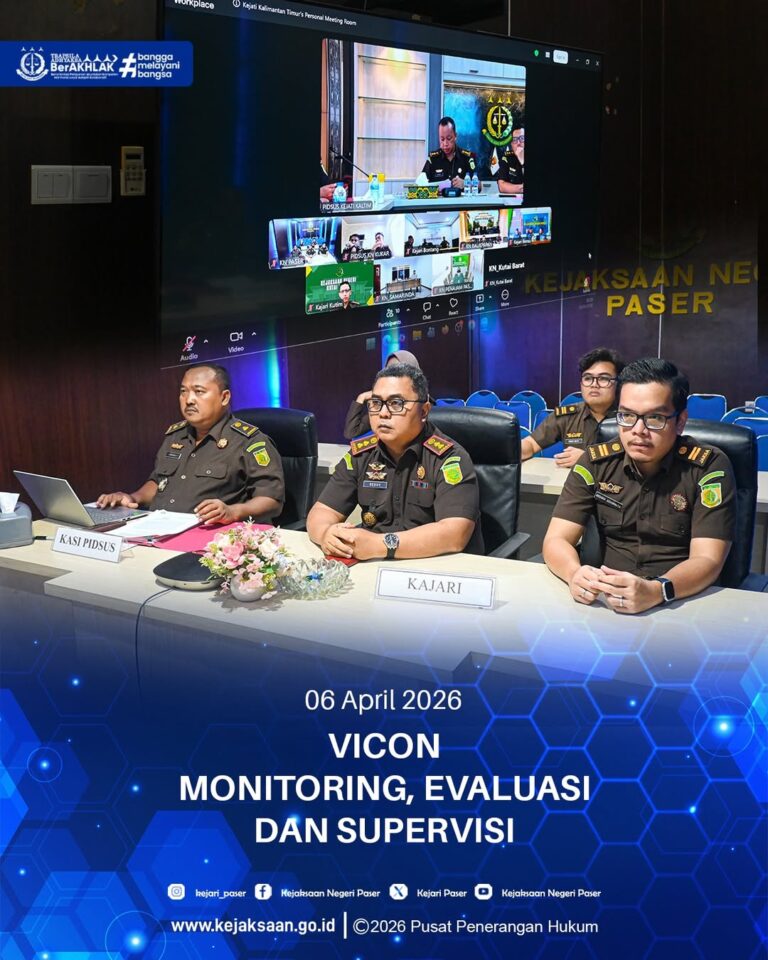 kegiatan vicon Monitoring, Evaluasi dan Supervisi Bidang Tindak Tindak Pidana Khusus Kejati Kaltim .