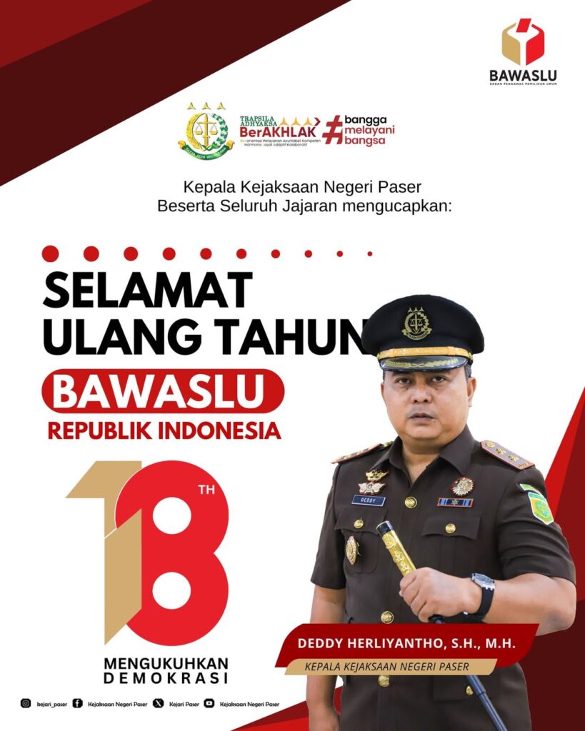 Selamat Ulang Tahun Bawaslu RI ke-18 Tahun 2026 "Mengukuhkan Demokrasi"