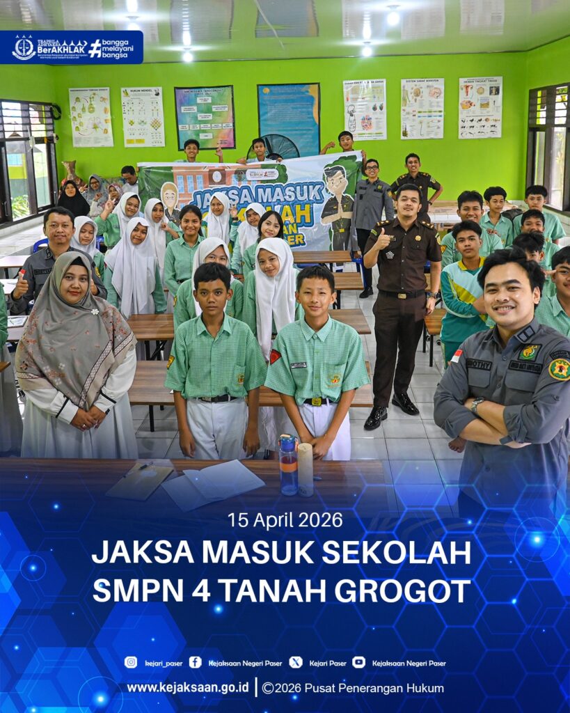 Kegiatan Jaksa Masuk Sekolah yang bertempat di SMPN 4 Tanah Grogot.