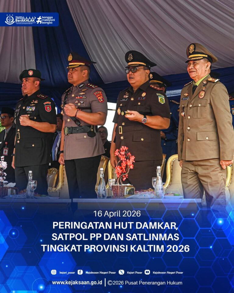 kegiatan Upacara Gabungan HUT Pemadam Kebakaran Penyelamatan, HUT Ke-76 Satuan Polisi Pamong Praja dan HUT ke-64 Satuan Perlindungan Masyarakat Tahun 2026 Tingkat Provinsi Kalimantan Timur.