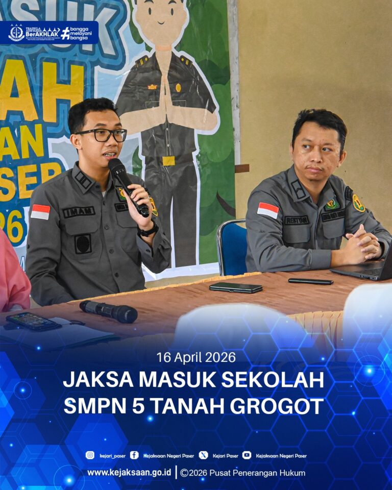 Kegiatan Jaksa Masuk Sekolah yang bertempat di SMPN 4 Tanah Grogot.