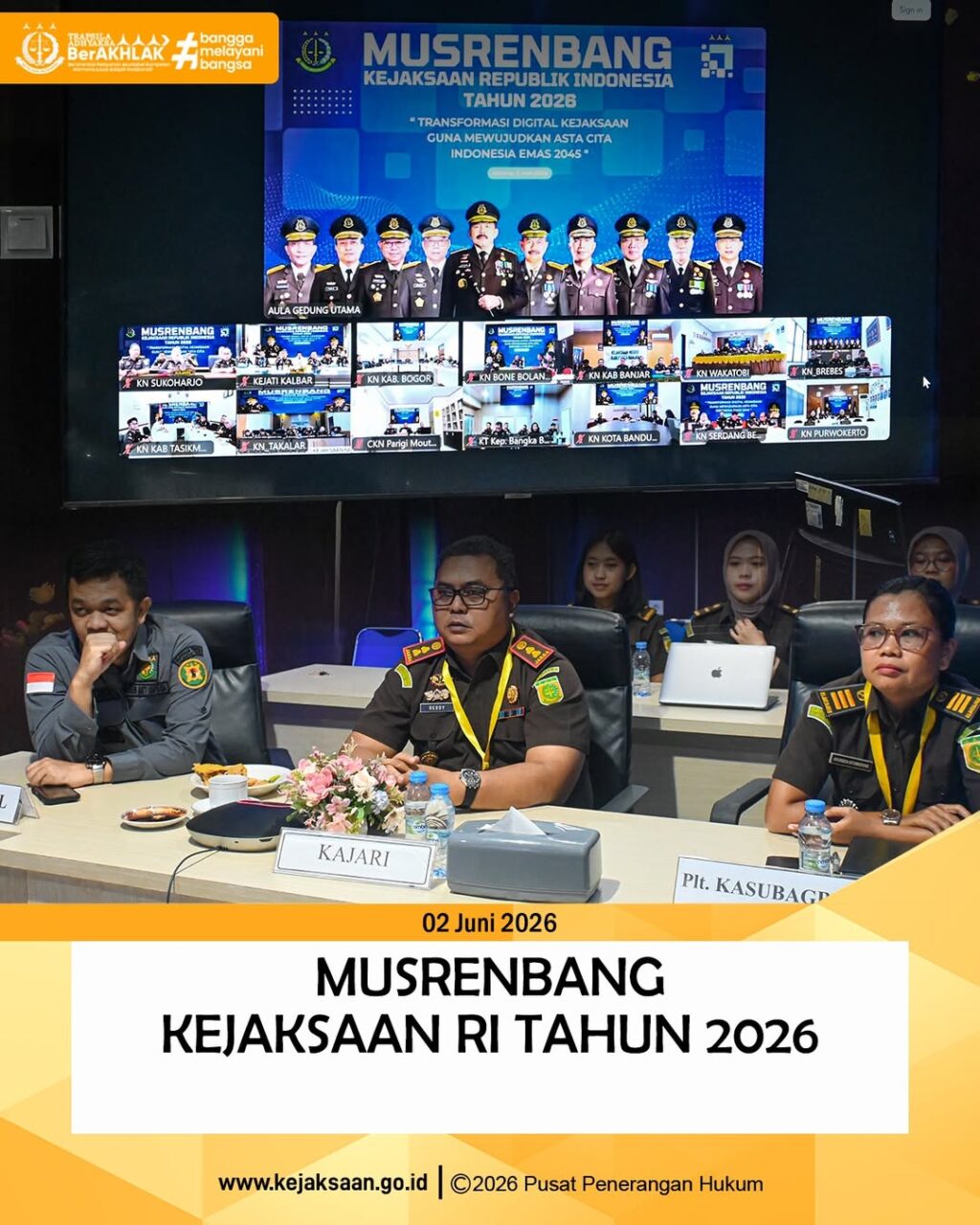 mengikuti Video Converence Musyawarah Perencanaan Pembangunan (MUSRENBANG) Kejaksaan Republik Indonesia Tahun 2026, dengan Tema "Transformasi Digital Kejaksaan Guna Mewujudkan Asta Cita Indonesia Emas 2045"