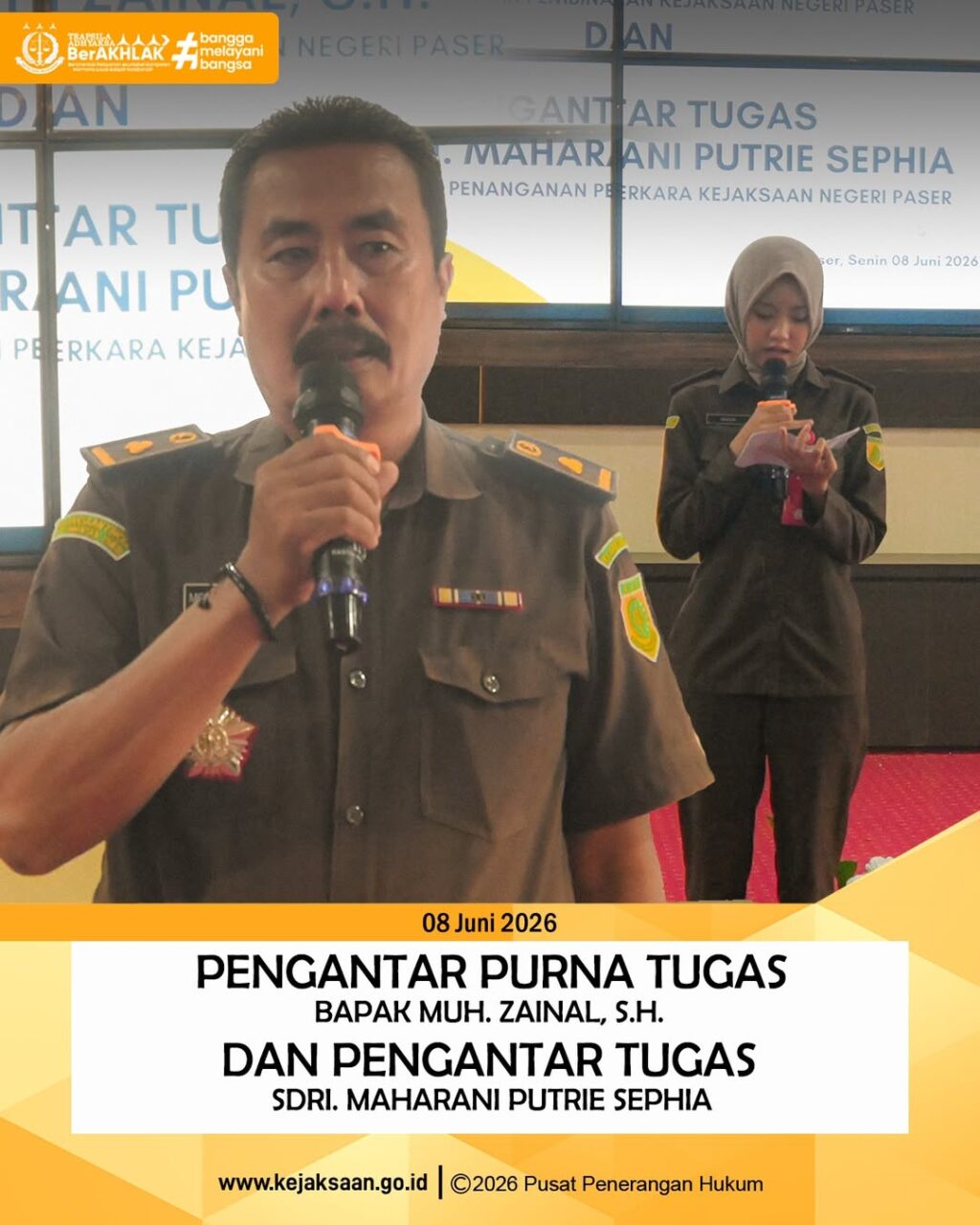 kegiatan Pengantar Purna Tugas Bpk. Muh. Zainal, S.H. dan Pengantar Tugas Sdri. Maharani Putrie Sephia dari Kejaksaan Negeri Paser Menjadi Kejaksaan Negeri Balikpapan.