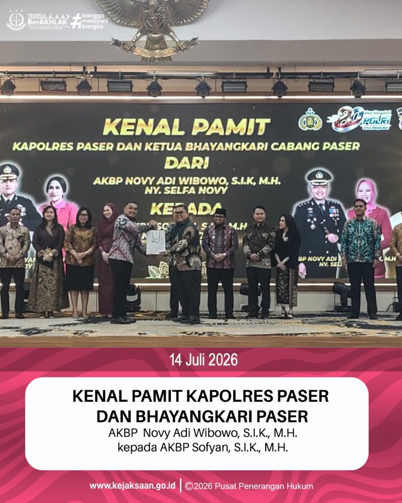 Kenal Pamit Kepala Kepolisian Resor Paser, dari AKBP Novy Adi Wibowo, S.I.K., M.H. kepada AKBP Sofyan, S.I.K., M.H.