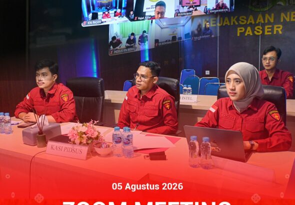 Zoom Meeting Kegiatan Monitoring Evaluasi Penanganan Perkara Bidang Tindak Pidana Khusus pada Satuan Kerja Wilayah Kejaksaan Tinggi Kalimantan Timur.